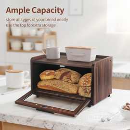 木质厨房面包箱烘焙店吐司面包透明展示柜家用厨房蔬果食品收纳箱