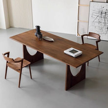 北美黑胡桃木餐桌全实木意式餐桌简约现在客厅大长桌设计师工作台