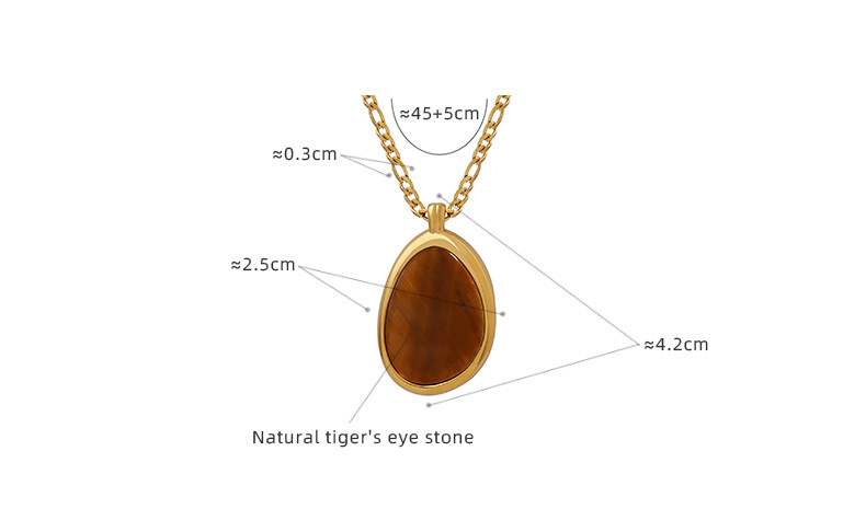 Fashion Oval Titanium Steel Plating Inlay Natural Stone Pendant Necklace 1 Piece