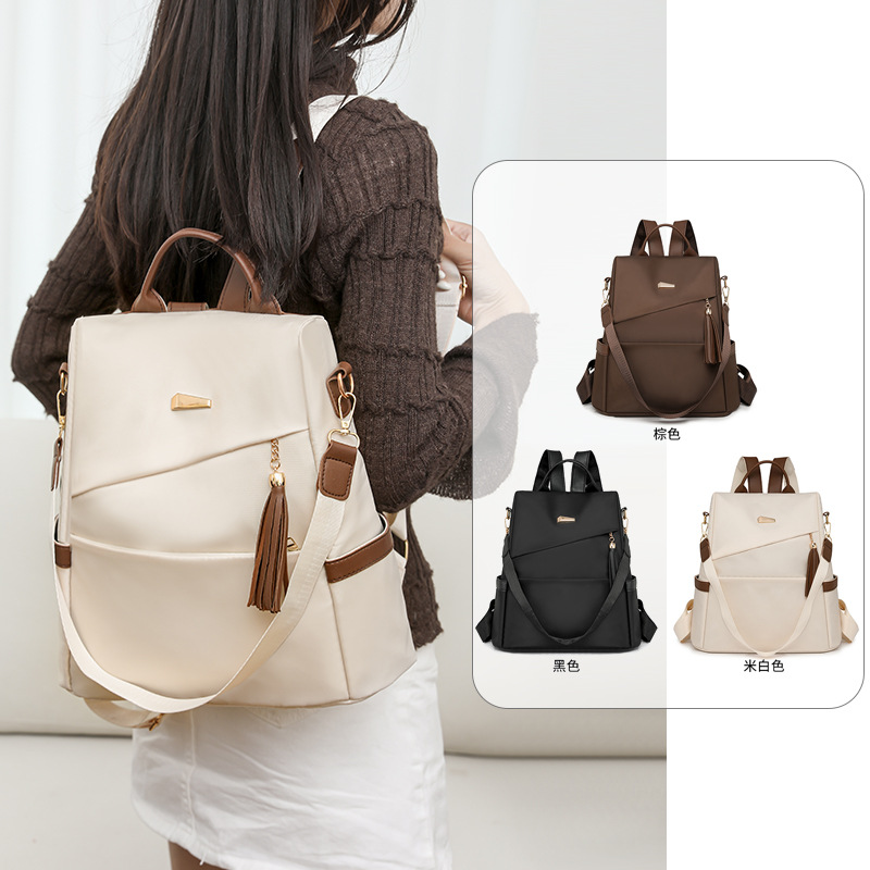 Backpack Cross-Border Fashion Soft Leather Dual-Purpose Large-Capacity Travel Backpack Casual Simple Lightweight Versatile Commuter School Bag