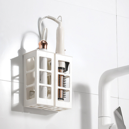 Hairdressing tool storage box curling iron hair straightener storage rack home bathroom wall punch-free wall hanging box