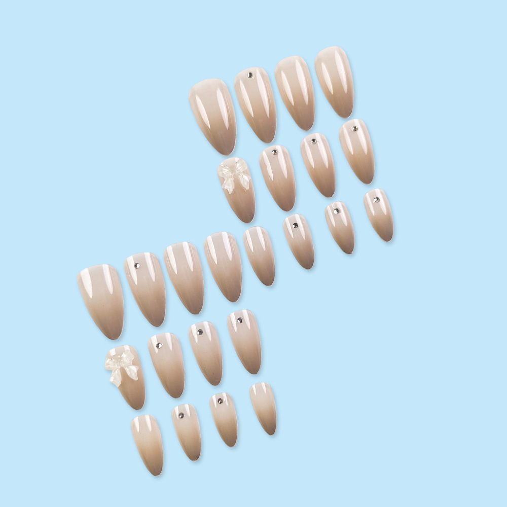 Comercio exterior leche blanco arco gris desnudo gradiente manicure perforación suave desgaste de uñas 24 piezas de parche de uñas