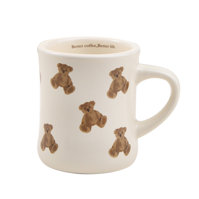 Taza de oso de crema francesa casera Taza de cerámica de mano taza de café de oficina de gran capacidad taza de agua