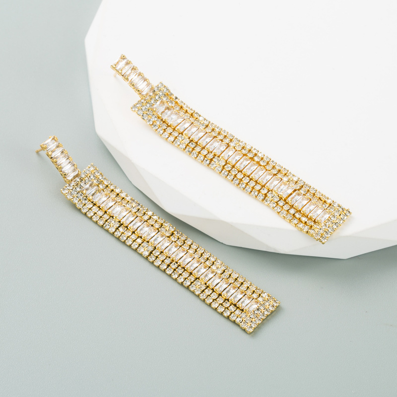 Fashion Square Copper Drop Earrings Plating Inlay Zircon Copper Earrings