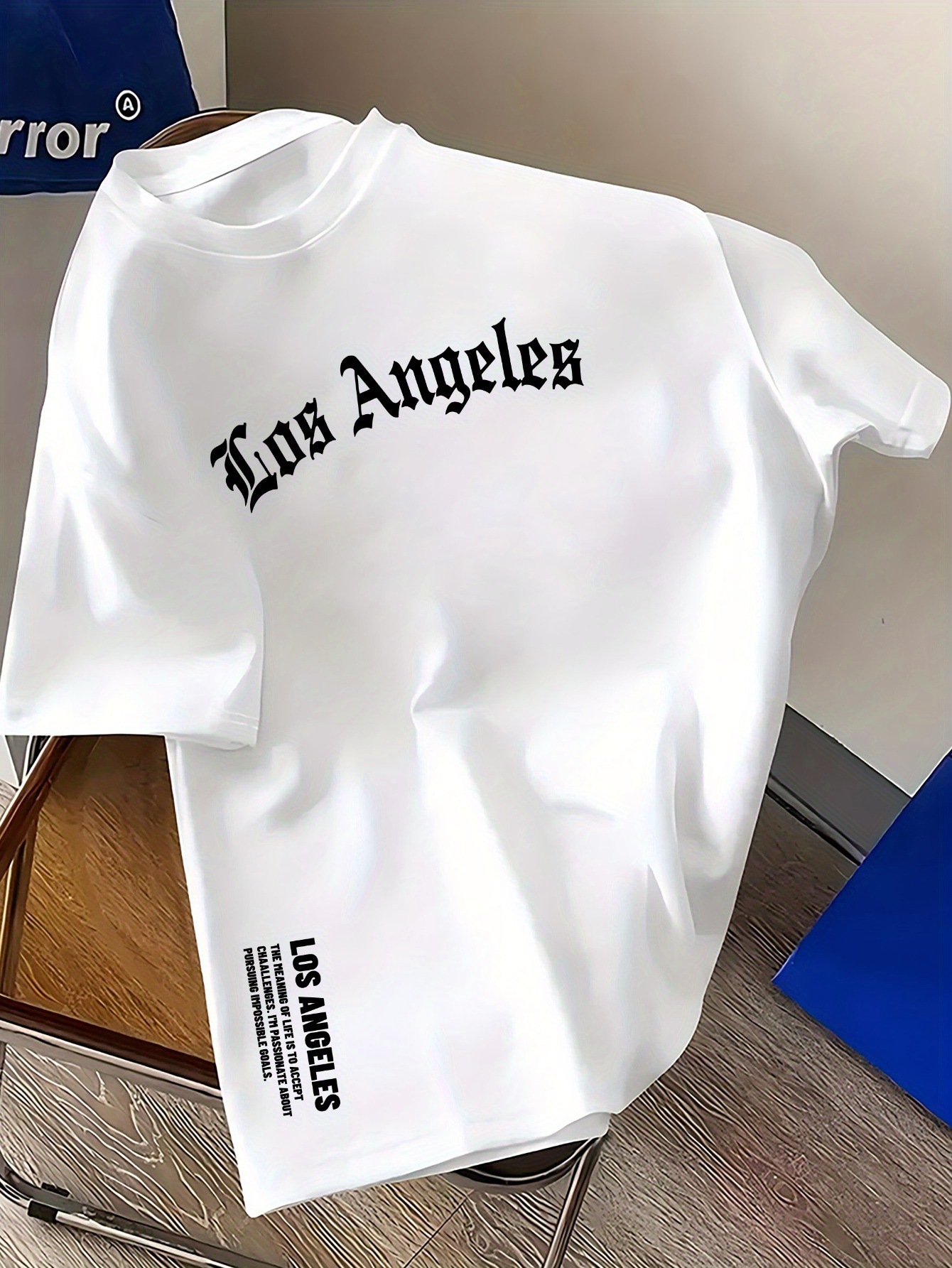 Herr t-shirt i bomull med los angeles tryck och lös passform_voghion.com