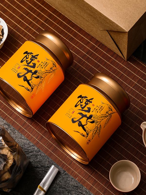 Embalaje de té de cáscara de naranja de Xinhui, almacenamiento de estaño sellado, lata de hierro circular, lata vacía
