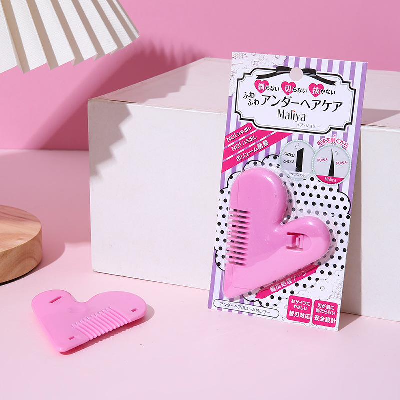 Portátil afeitadora de pelo púbico para niñas partes privadas trimmer para las mujeres manual de cuerpo completo afeitado lindo girly corazón afeitadora
