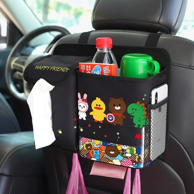 Car Trash Can and Tissue Box Two-In-One Cartoon Cute Car Seat Hanging Storage Box Multi-Functional Storage Bag (Car storage bag/box) - good-friend
