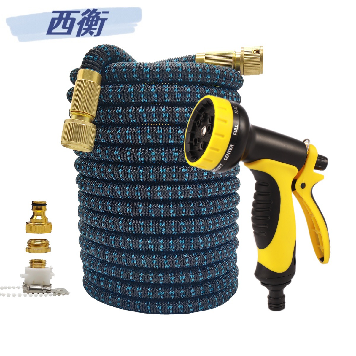 Household Tap Water Multifunctional Gardening Watering Water Gun Rinsing Artifact Telescopic Water Pipe Nozzle Hose suit Black Blue