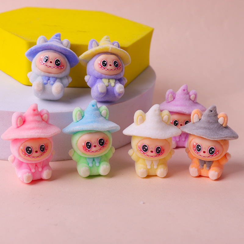 ハロウィンマカロンカラー植毛布羊かわいい人形ソフト接着剤工芸品デスクトップ装飾品卸売|undefined