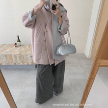 简约甜美风可爱双面双色毛呢外套2025秋冬新款双面羊毛大衣外套女