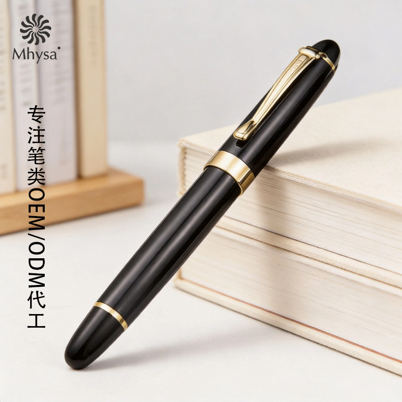 Manufacturer-customized black sand double-sided multi-color metal ballpoint pen, promotional gift ballpoint pen, corporate office signature pen