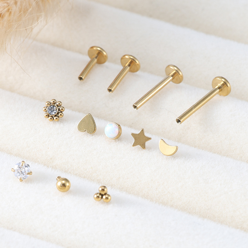 6-12mm Stainless Steel Internally Threaded Lip Studs and Ear Bone Studs with Multiple Replacement Heads - Piercing Jewelry detail image 4