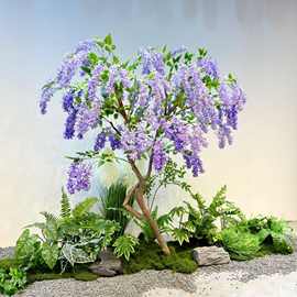 仿真紫藤花垂吊婚庆道具花店会所酒店橱窗浪漫造景商场装饰花软装