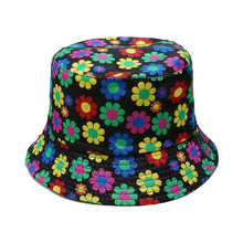 跨境欧美夏季新款遮阳帽子旅游彩色太阳花花朵印花渔夫帽夏天女帽