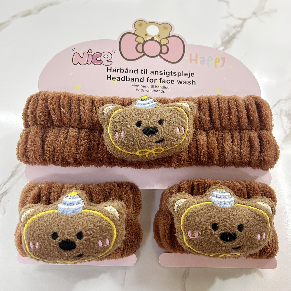 Banda de cabello de moda con tarjeta de papel dulce decoración de animales pequeños de peluche de lavado banda de cabello de dibujos animados correa de muñeca tridimensional