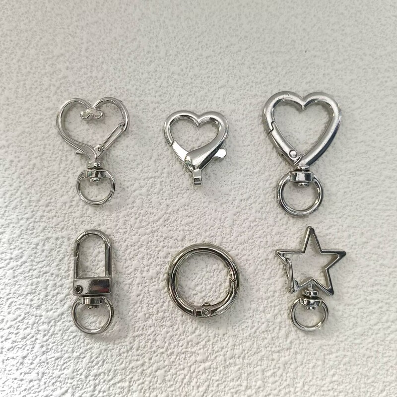White k love key chain door buckle spring buckle zinc alloy heart shaped buckle five-pointed star rotating doll luggage jewelry buckle