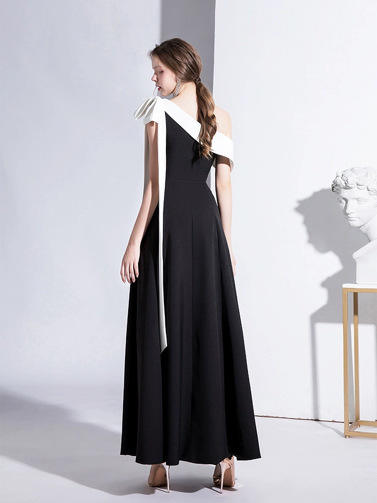 Чёрное вечернее платье на одно плечо, женское приталенное длинное платье, элегантный стиль