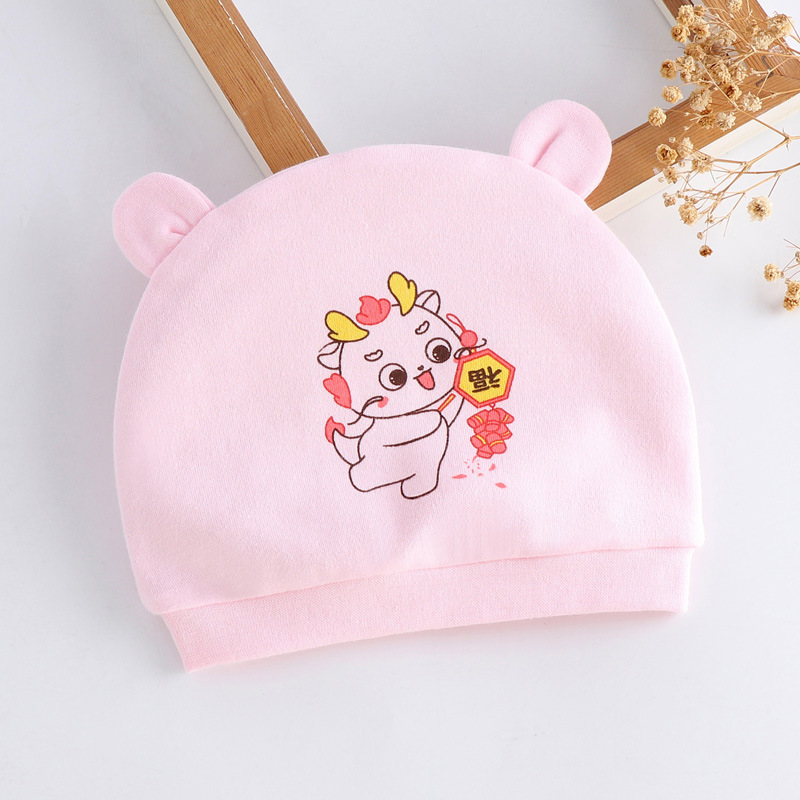 0--1 Sombrero de bebé recién nacido primavera y otoño algodón peinado para bebés de dibujos animados para hombres y mujeres cuatro estaciones sombrero de neumáticos a prueba de viento sombrero de puerta de goma