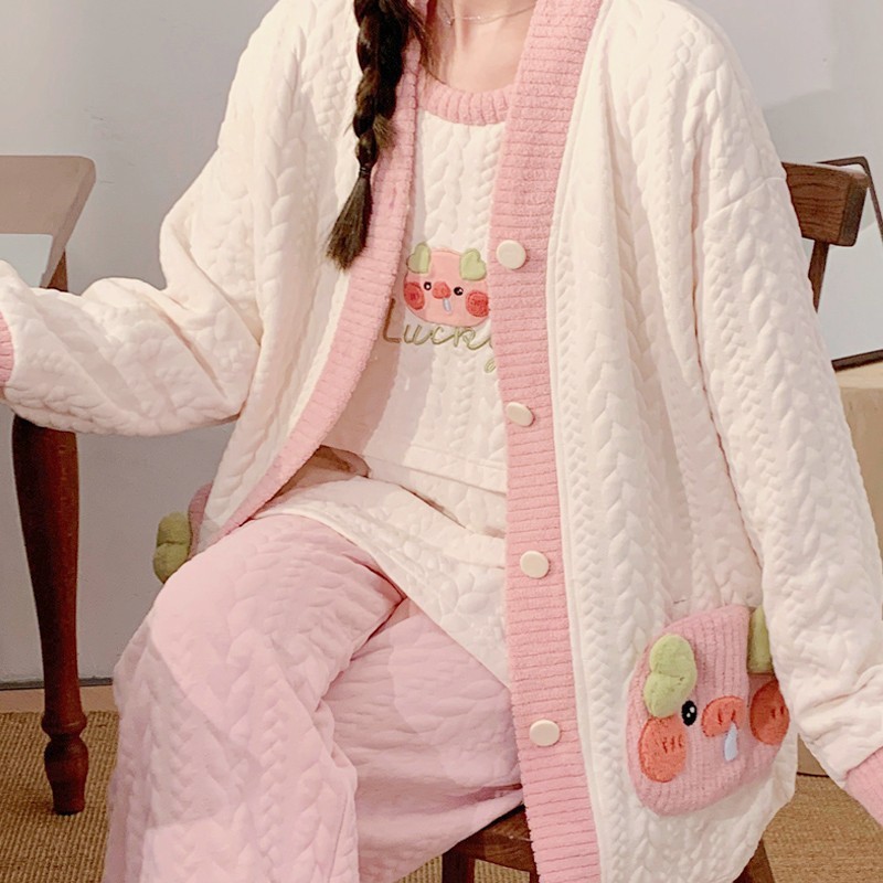 月子服春秋空気綿三点セット妊娠中産婦授乳入院服妊婦パジャマ産後授乳服|undefined