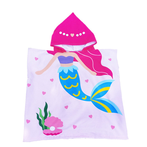 Mermaid Style New Arrival Waterproof Children's Bath Towel Poncho Beach Towel Cape Bath Suit Swimwear Robe Bath Dress