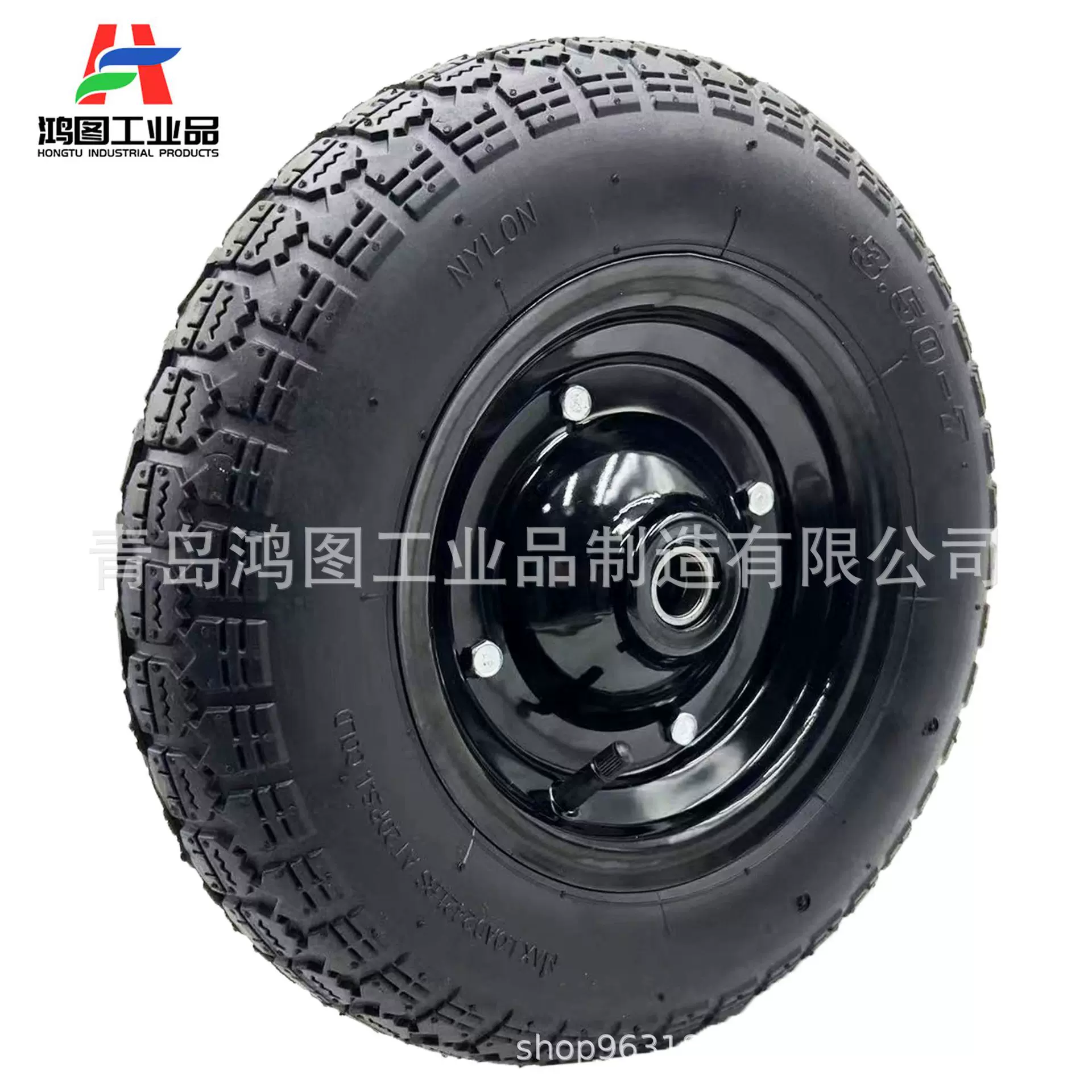14寸3.50-7橡胶充气轮胎 铁轮毂手推车工具车轮子 土耳其充气轮胎