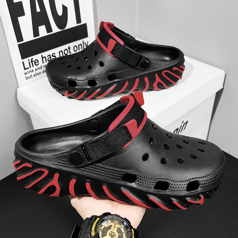 2025 verano nuevo estilo hombres zapatos casuales con agujeros suela gruesa eva moda interior y exterior playa sandalias Baotou al por mayor