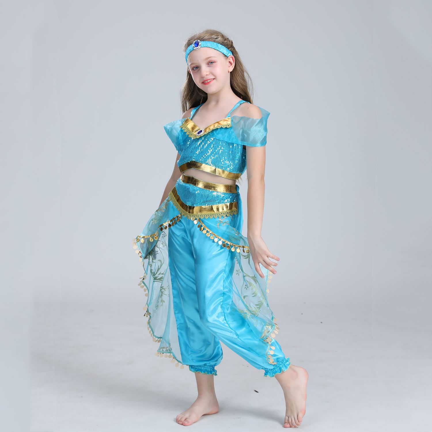 Amazon casual ropa de los niños de comercio exterior de Halloween casual Jasmine princesa Aladdin lámpara mágica traje