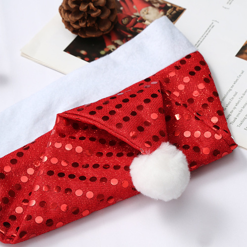 Colorful Bead Discs Deer Antler Christmas Hat Christmas Ornament Double-Sided Flip Christmas Sparkle Hat