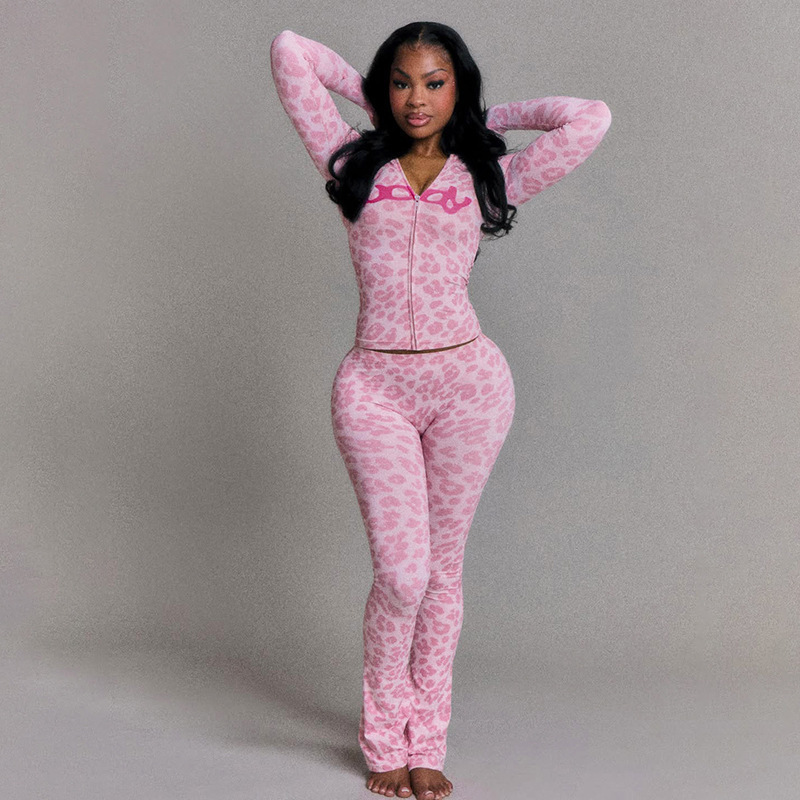 2025 Autumn Women's New Fashion Hooded Camouflage Print Long Sleeve Sports Trend Slim Pants Two-Piece Suit