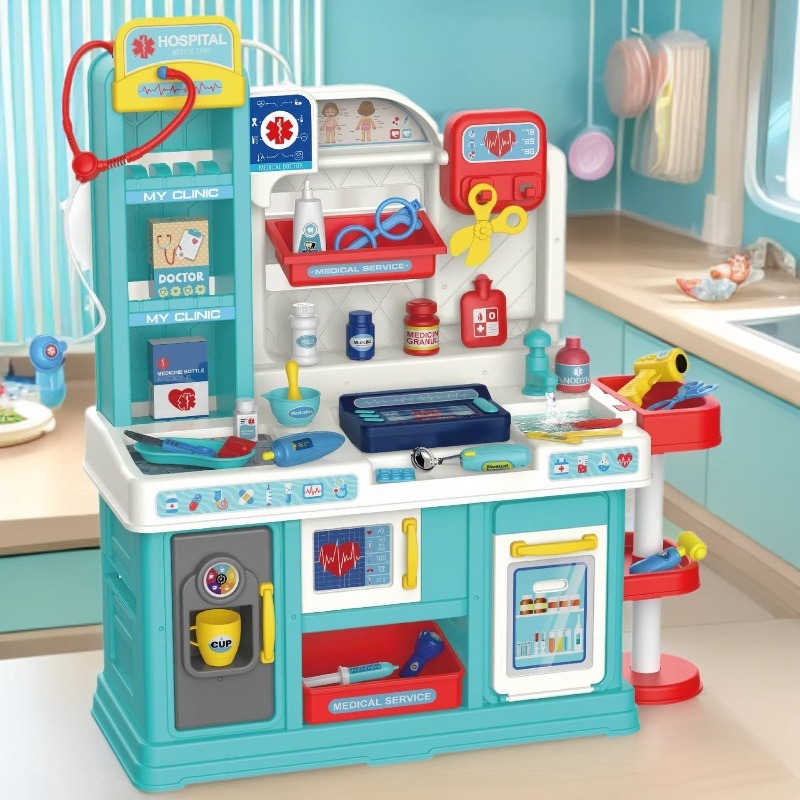 Estetoscopio de inyección sonora y óptica de simulación transfronteriza para niños mesa de herramientas médicas de salida de agua dentista médico juguete médico familiar