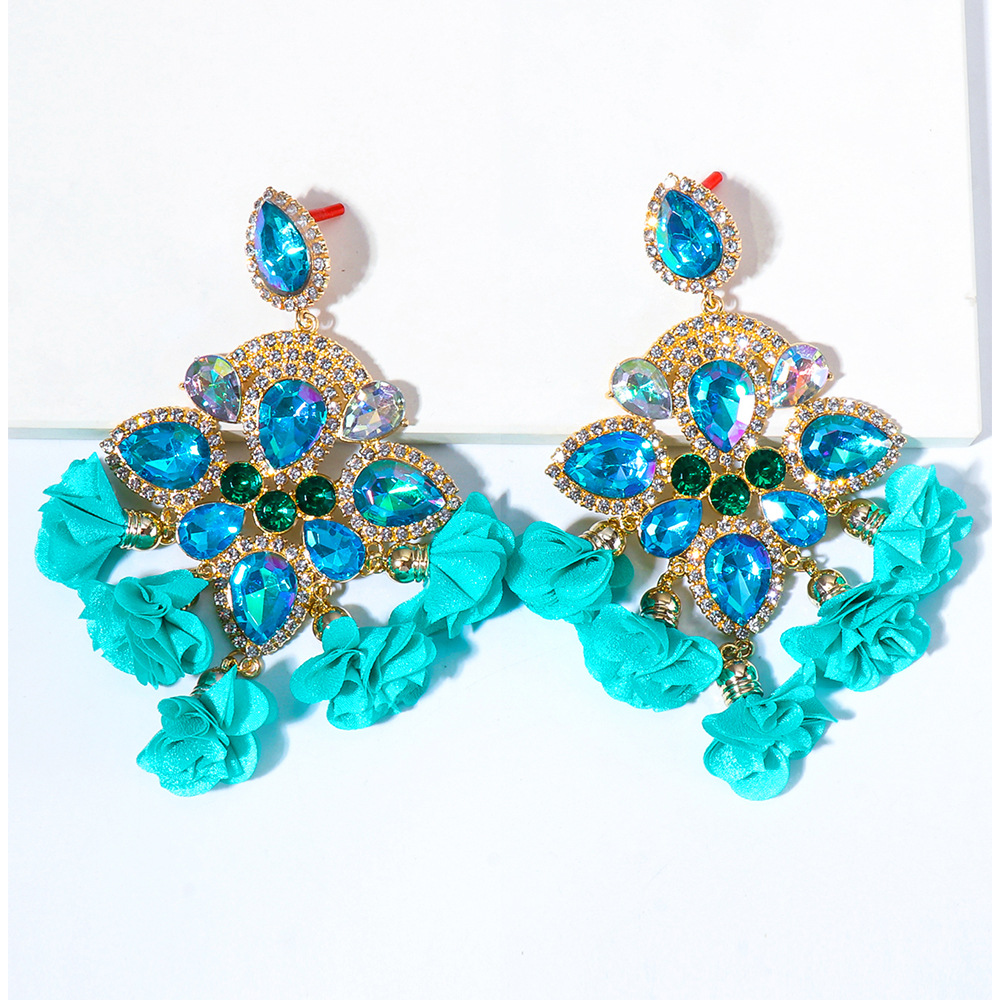 New Bohemian Color Diamond Flower Female Earrings Personality Accessories Wholesale display picture 21
