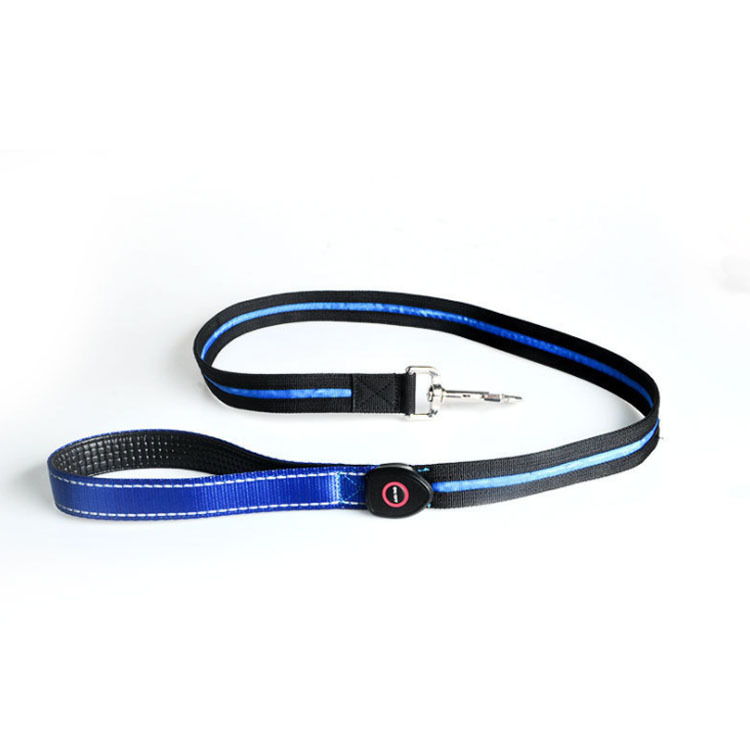 狗狗双面发光牵引绳灯珠款USB充电LED宠物防丢失牵引带