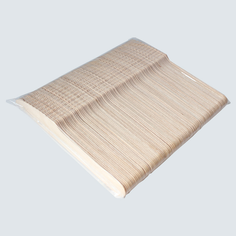 Cuchillo desechable de madera, tenedor y cuchara de tres piezas de madera protección del medio ambiente vajilla traje para llevar filete cuchillo de madera postre tenedor de madera y cuchara