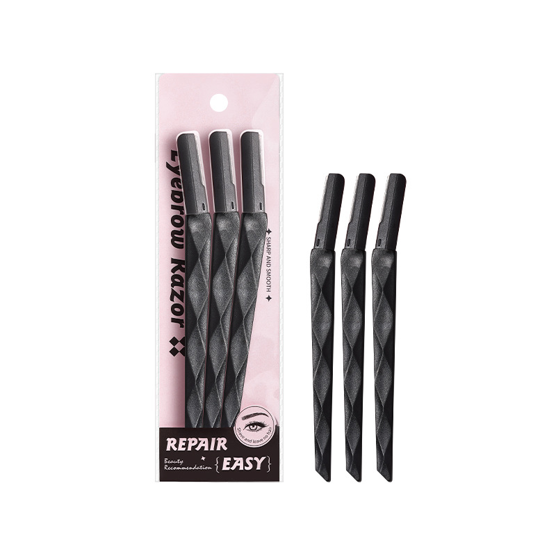 LMLTOP Macro cejas cuchillo de cejas 3 paquetes de acero inoxidable para principiantes cuchillo de cejas cuchillo de diamante negro solo para cross-border