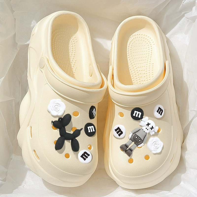 Absolutely Cute Croc Shoes Women's EVA Summer Outerwear 2024 New Beach Shoes Anti-Slip Anti-odor Thick Sole Heightening Drags