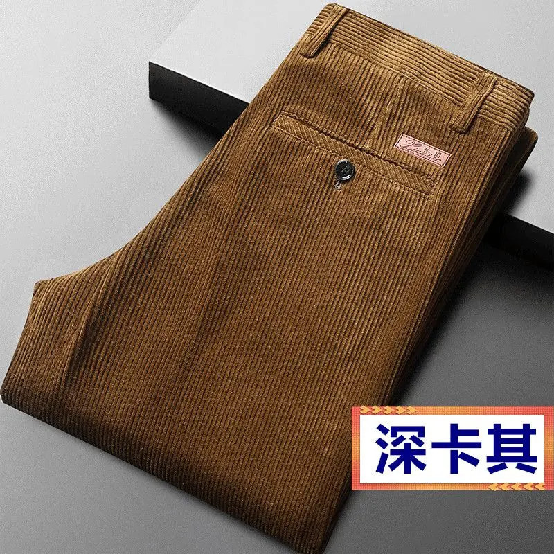 One-piece dropshipping men's corduroy trousers, thick autumn and winter style, middle-aged and elderly, coarse striped fleece, loose casual style, corduroy.