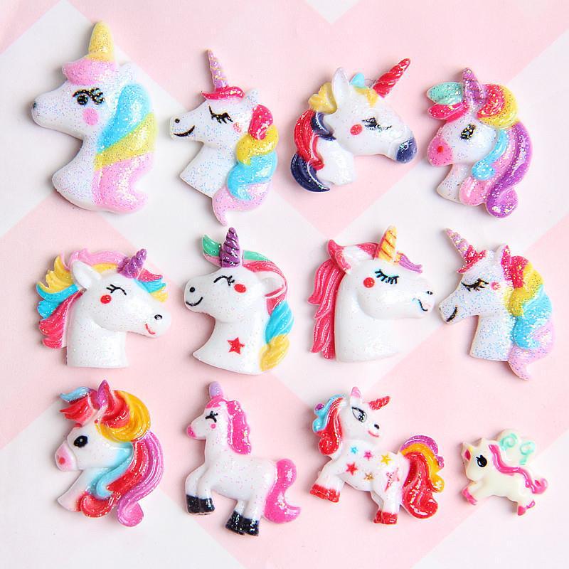 Resin Dream Unicorn Glitter Rainbow Headwear Accessories DIY Drop Glue Mobile Phone Case Material Pendant Accessories