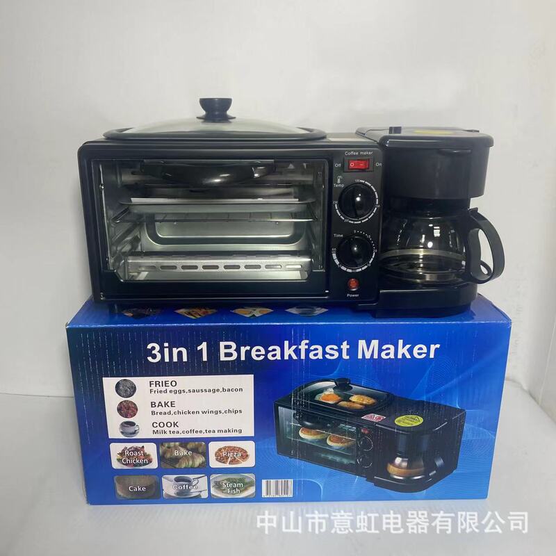 Cross-border English multi-function Breakfast Machine household frying and cooking three-in-one coffee machine oven toaster