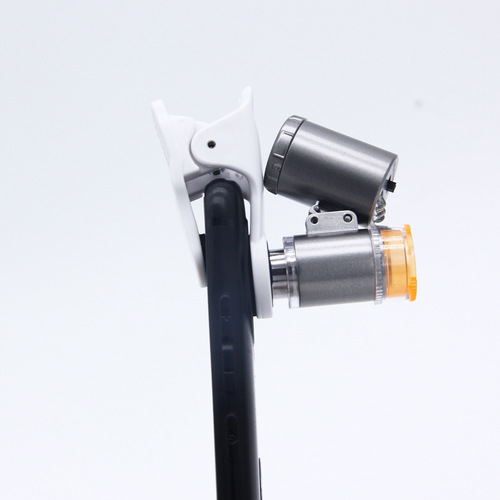 New 9882(RD)W 60x Magnification Microscope, Portable Mini High Magnification Warm and Cold Light Phone Clip Magnifier