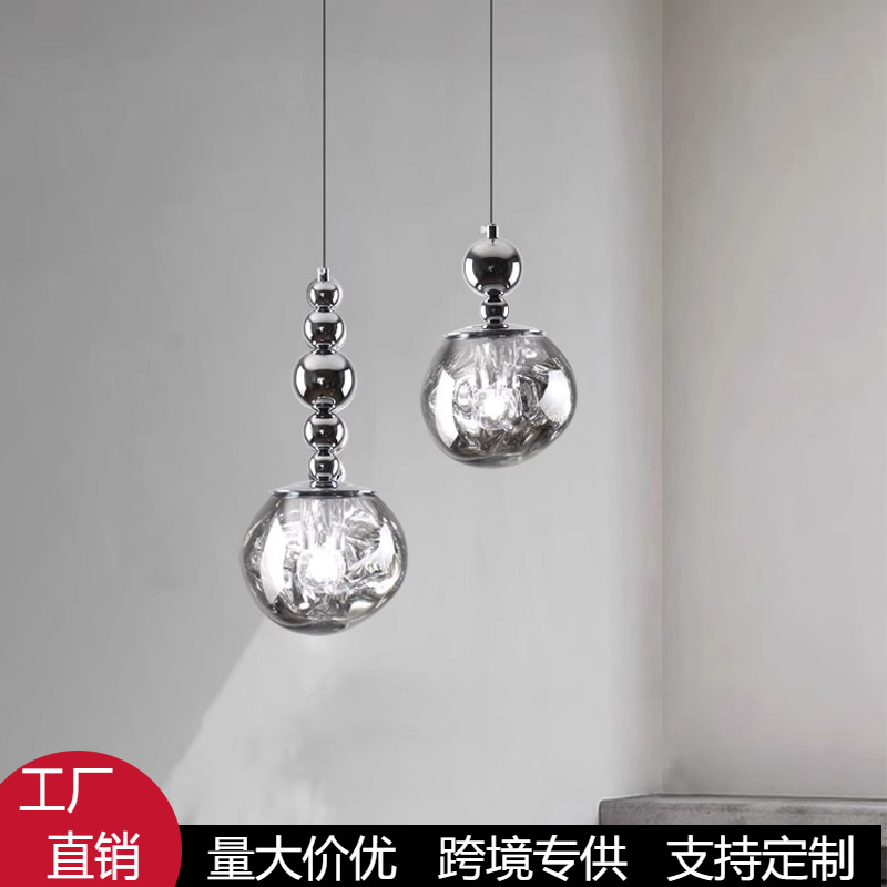 卧室床头吊灯高级感设计师款过道客厅背景墙轻奢熔岩升降悬停吊灯