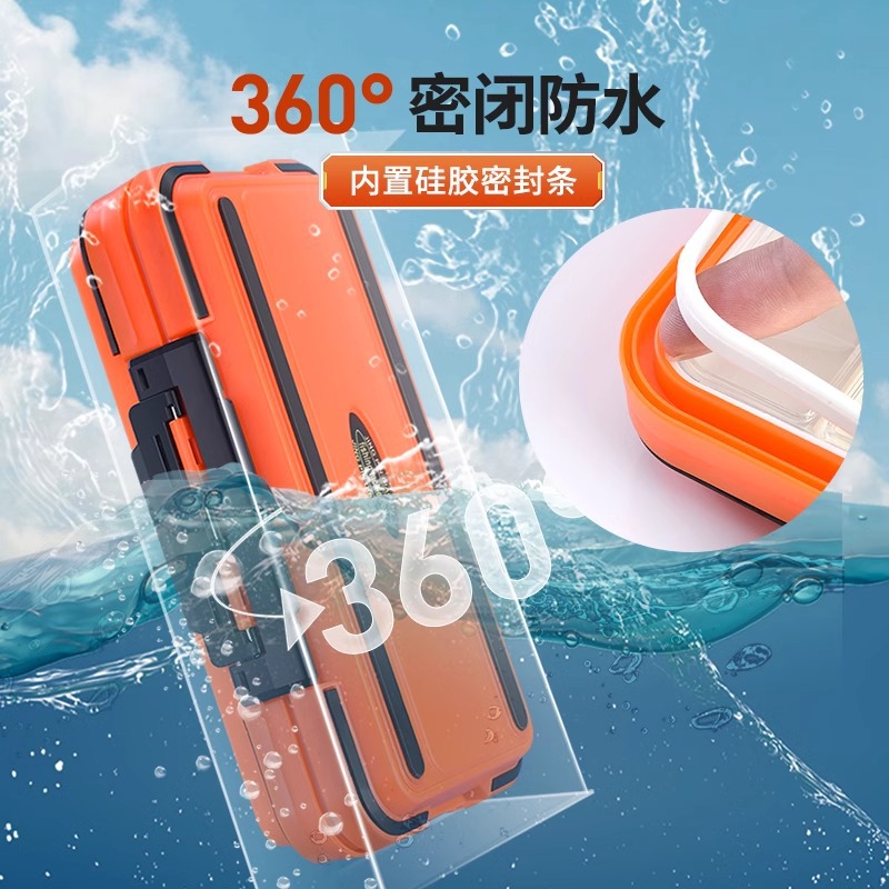 Caja de accesorios de pesca Caja de doble cara de carretera pequeña Caja de cebo de carretera Caja de almacenamiento de anzuelo de pesca de herramienta de doble capa de equipo de pesca Cebo falso portátil