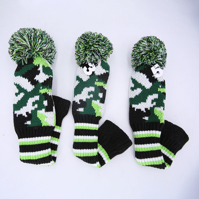 FUENTE Directo de fábrica Golf Club cubierta de punto bordado poste de madera de tres piezas cubierta protectora personalizable transfronteriza Venta caliente