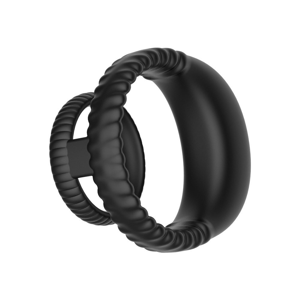 Dual-Vibration Rechargeable Silicone Cock Ring with Locking Double-Band Design — detail image 16