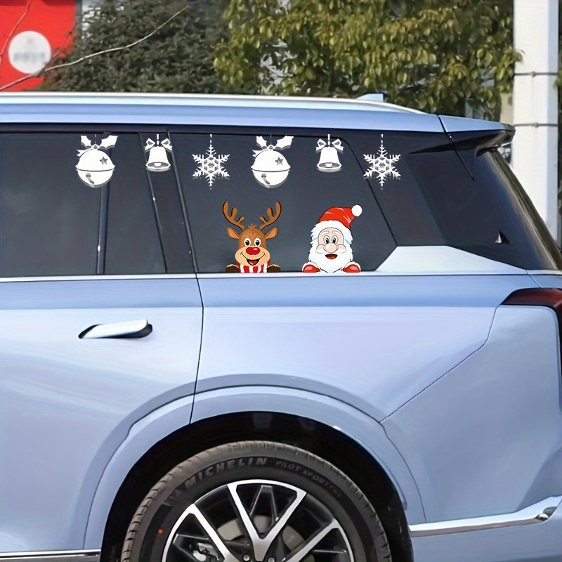 メリークリスマス車両ステッカー防水サンタクロースとトナカイウィンドウデカール車のコンピュータステッカー|undefined
