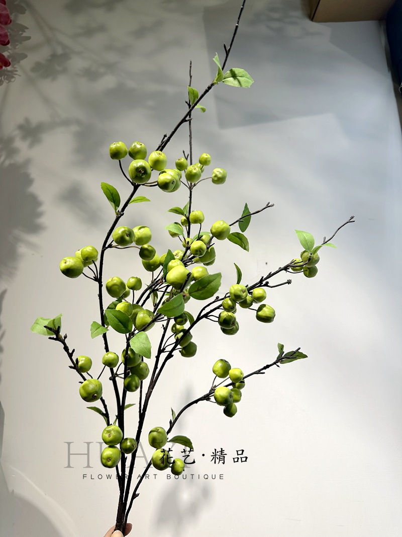 年宵花白果红果绿果海棠果果火棘果树杈野浆果小苹果家居摆件