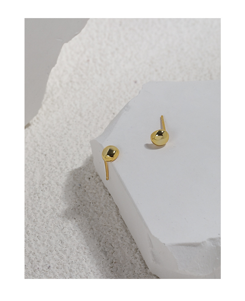 Simple Style Geometric Solid Color Sterling Silver Plating Ear Studs 1 Pair