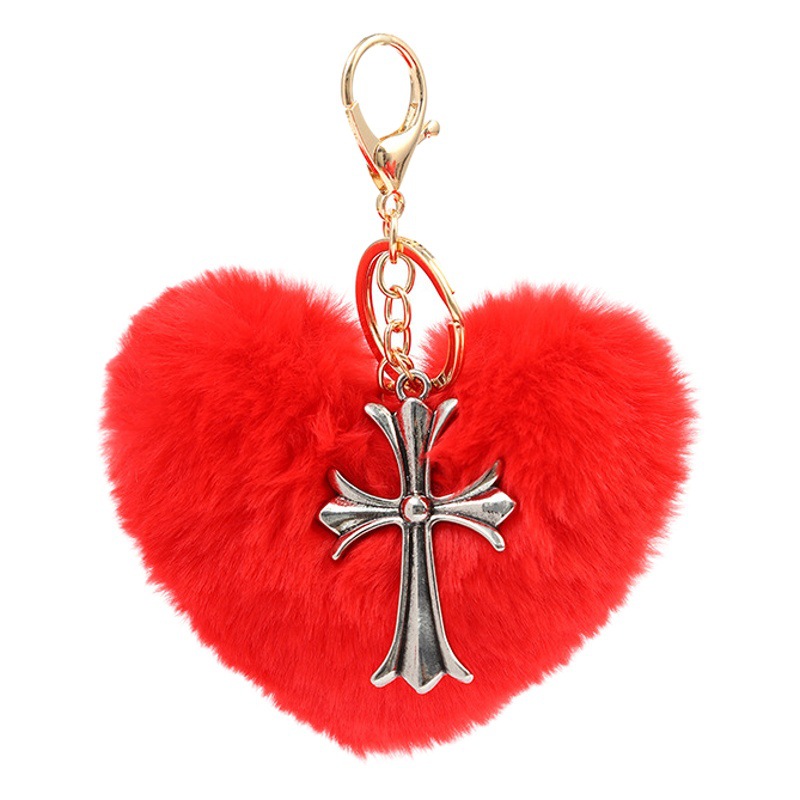 Amor llavero de peluche colgante melocotón corazón llavero colgante accesorios de la joyería bolsa de bolas de piel adornos pequeño regalo