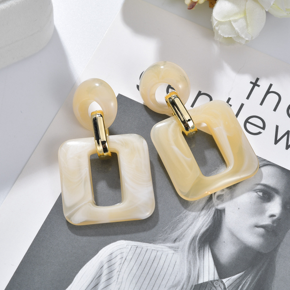 Earrings Classification Retro Fashion Geometric Resin No Inlaid Earrings