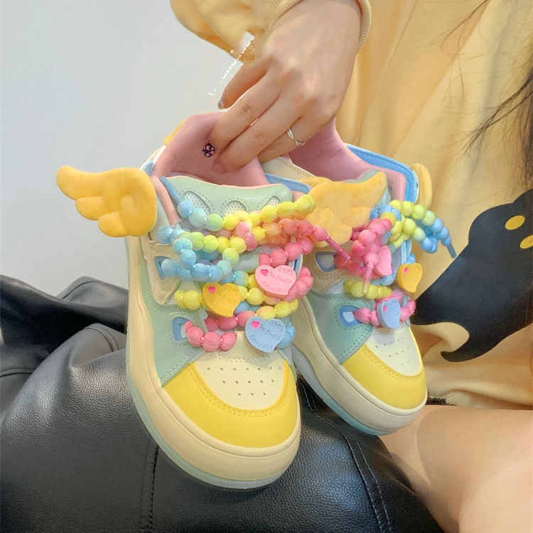 Maillard Candy Sneakers Women's Colorfulful Dopamine Skateboard Shoes Autumn Student Style Back-to-school Season Casual Shoes White Shoes Maillard Candy Sneakers Women's Colorfulful Dopamine Skateboard Shoes Autumn Student Style Back-to-school Season Casual Shoes White Shoes